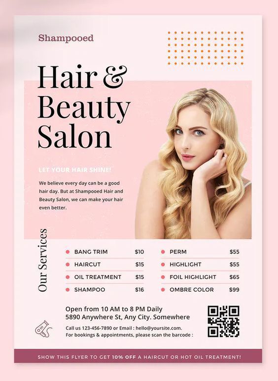 تراکت تبلیغاتی برای تبلیغات انلاین برای سالن زیبایی